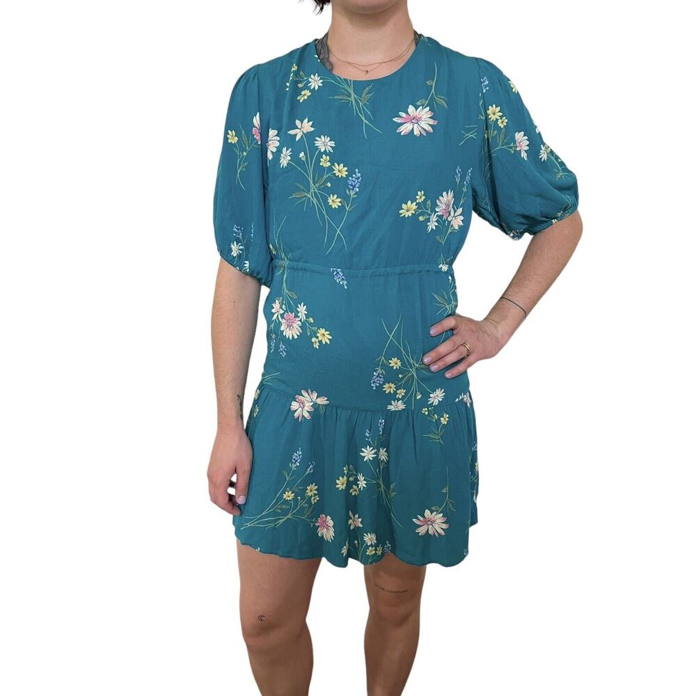 O'Neil Alta Open Back Turquoise Floral Mini Summer Dress - Size Medium NWT